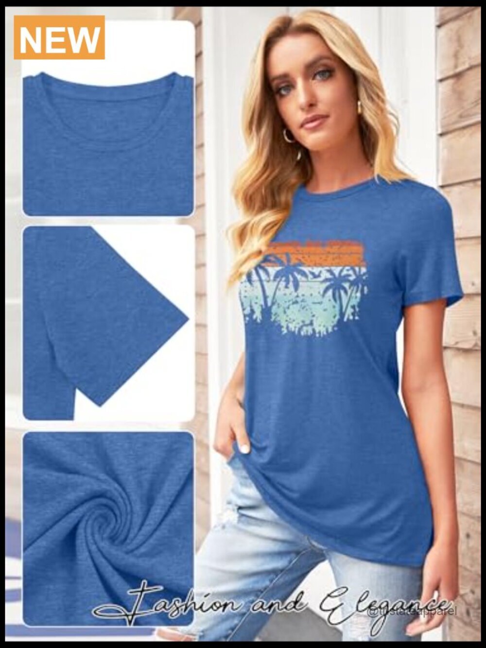 Women LA Graphic Letter Print Short Sleeve Tee Loose Casual Top - Picture 5 of 7
